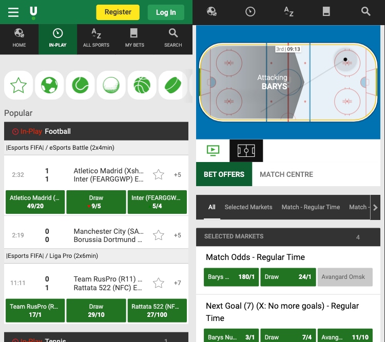 Unibet app screenshot