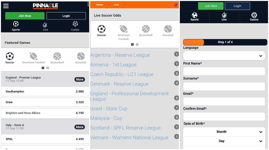 Pinnacle Sports app screenshot