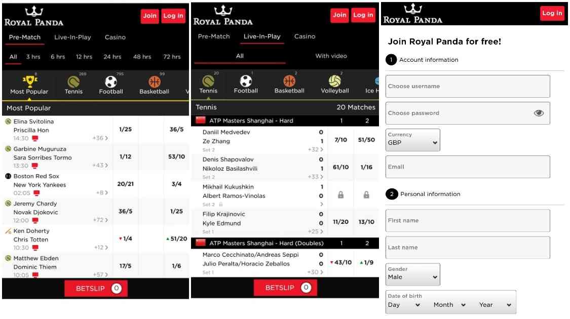 Royal Panda Sports app screenshot