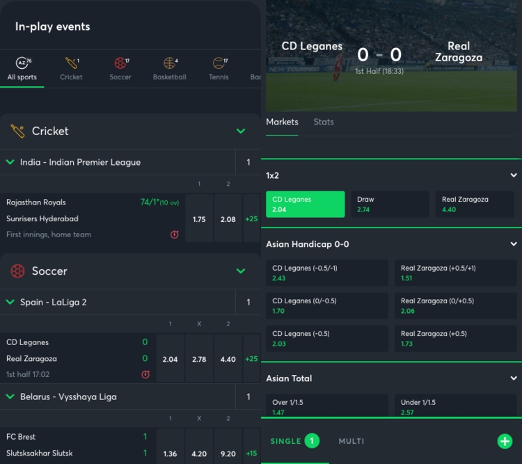 Sportsbet.io app screenshot