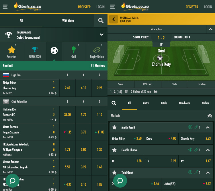 Gbets.co.za app screenshot